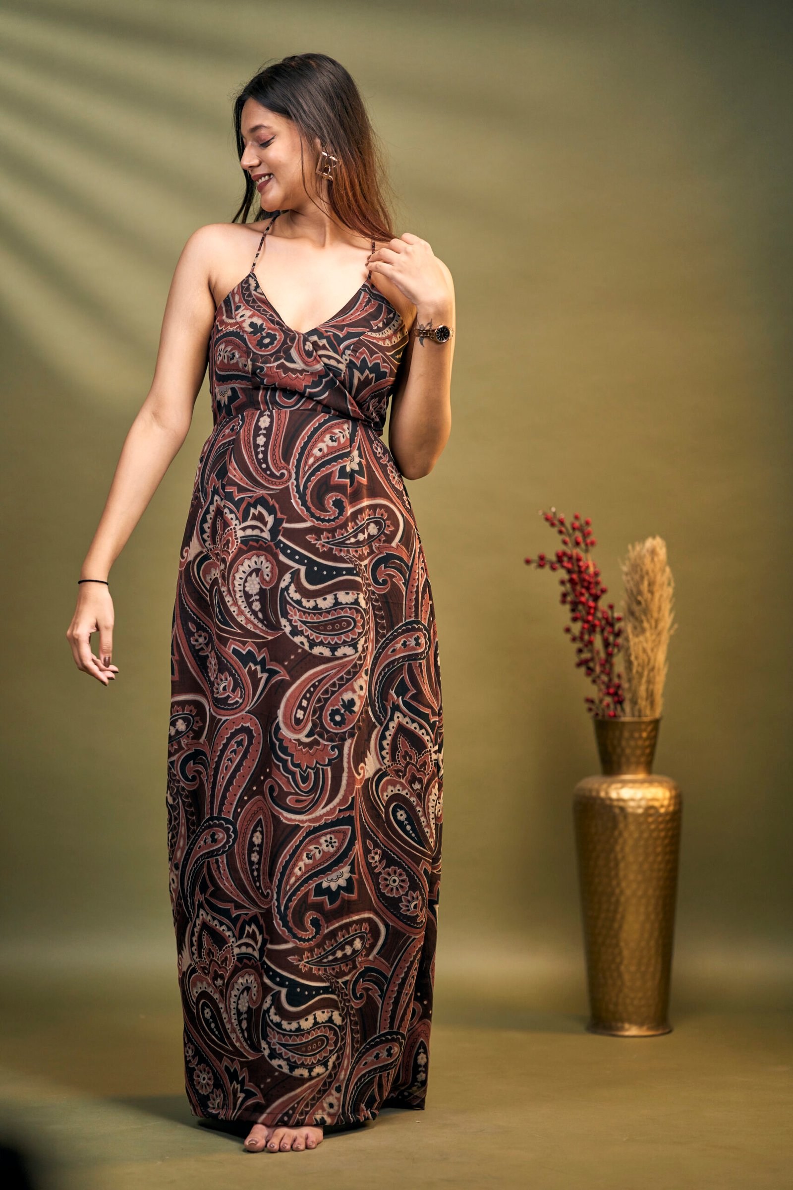 MIDNIGHT PAISLEY DRESS